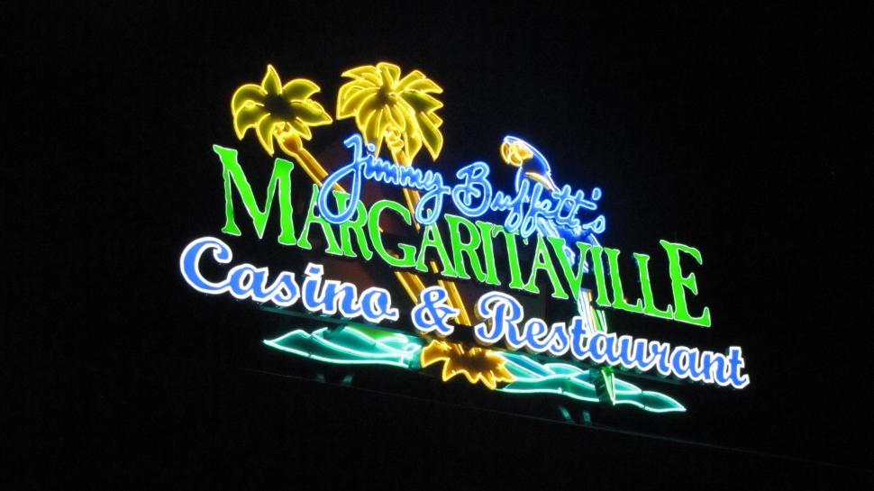 Free Image of Jimmy Buffett\'s Margaritaville Logo - Night Time  